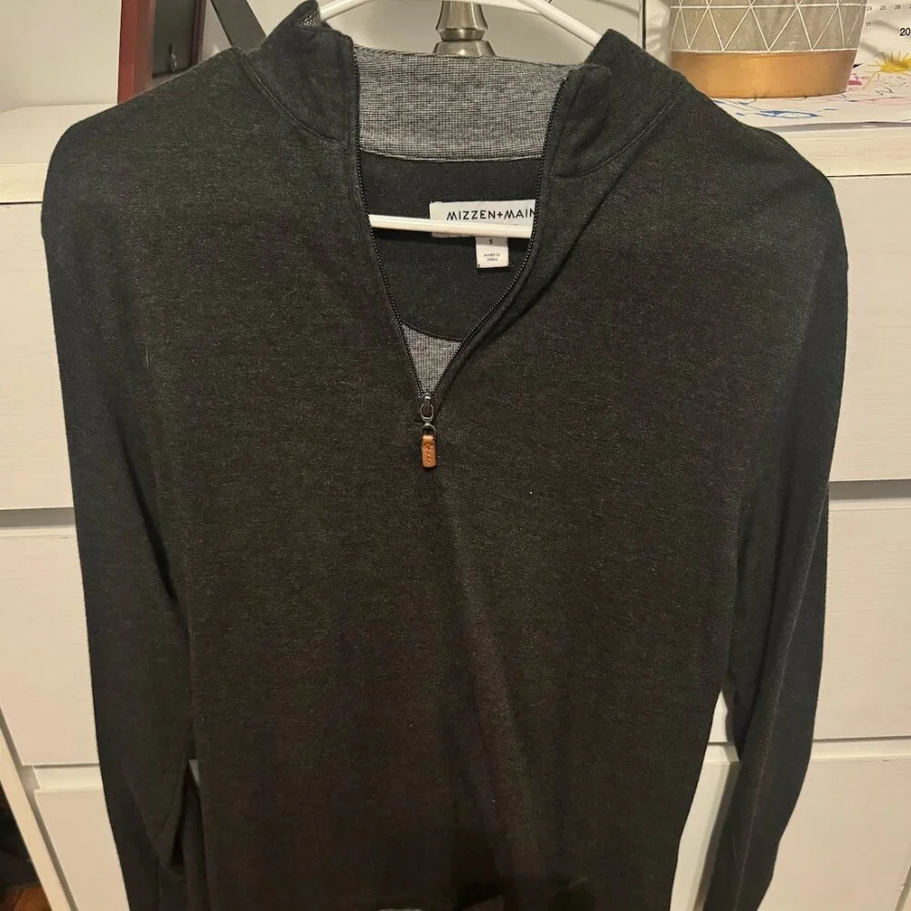 Mizzen + Main Black Staton 1/4 Zip Pullover Sweater Men’s Size Small - Picture 1 of 3